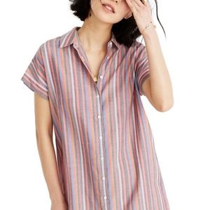 MADEWELL Central Shirtdress in Rainbow Stripe S